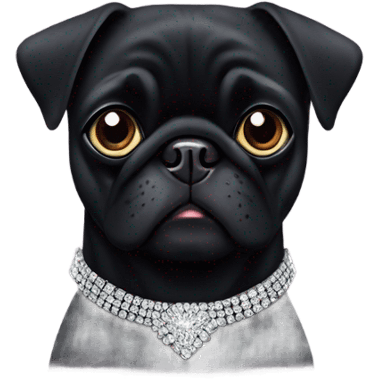 Black pug with rhinestone collar  emoji