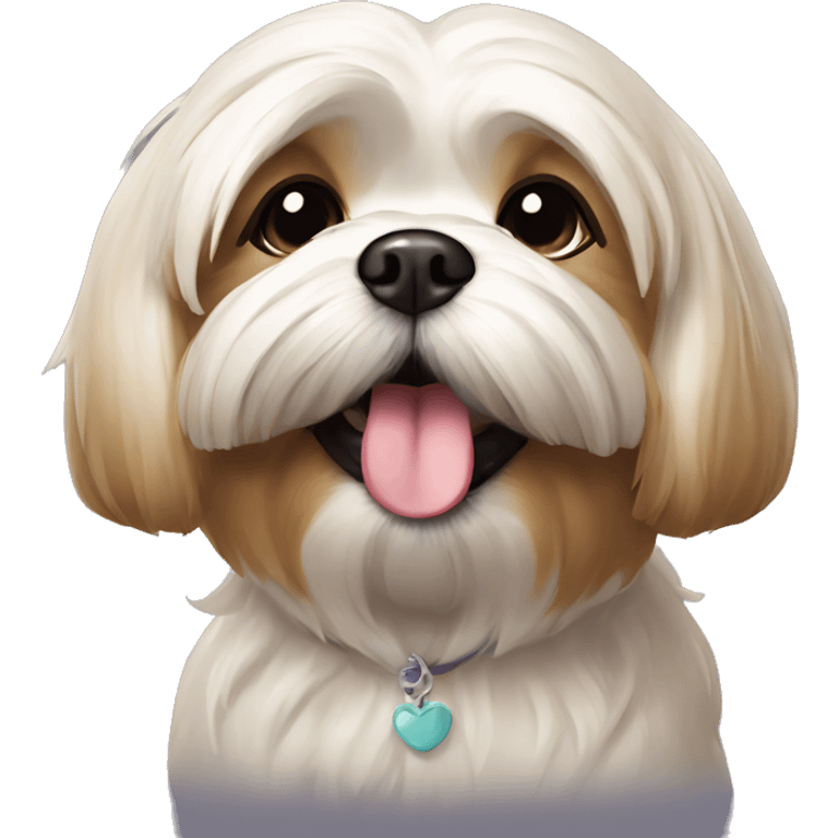 Lhasa apso dog giving flying kiss emoji