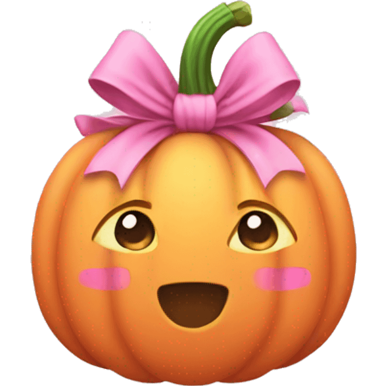 Light pink soft Pumpkin with a pink bow emoji