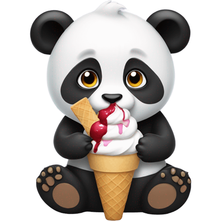 Panda eating ice cream emoji