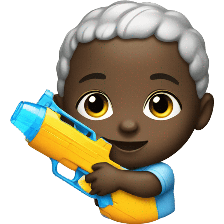 black baby with a water gun emoji