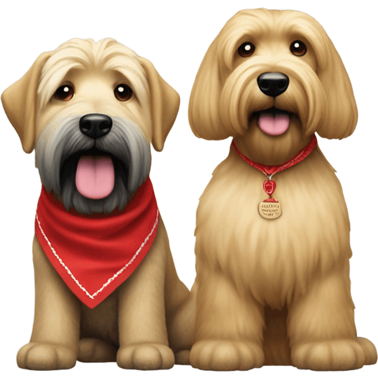 Donald trump and wheaten terrier wearing a red bandana emoji