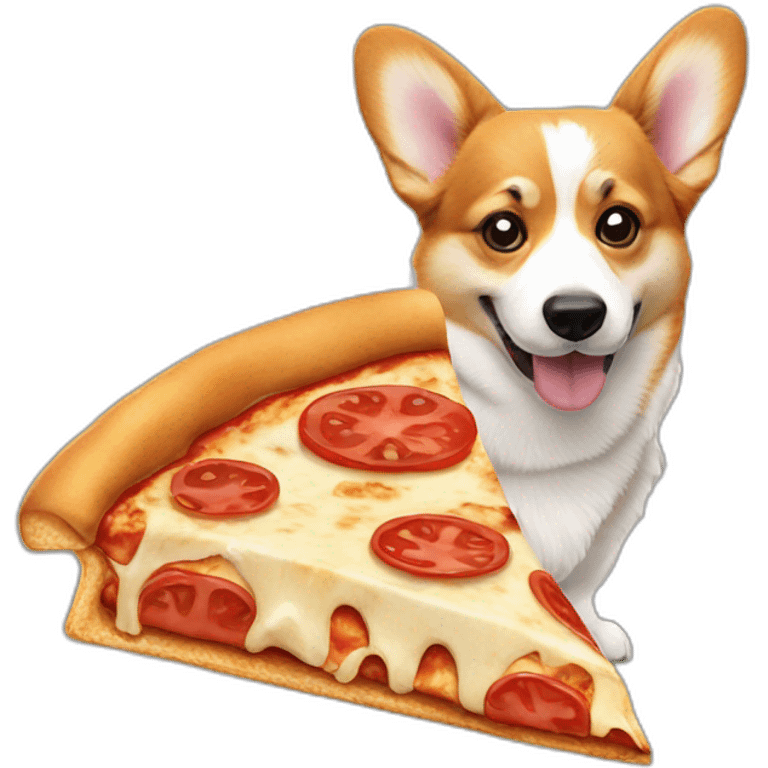 Corgi eating pizza slice emoji