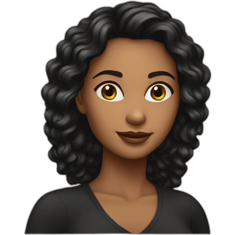 mulher morena com cabelo preto liso grande emoji