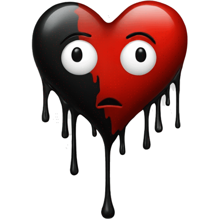 Black heart dripping red emoji