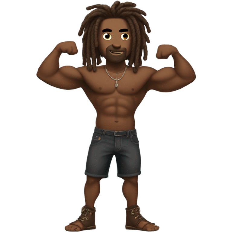 Flexing brown with tattoos and dreadlocks  emoji