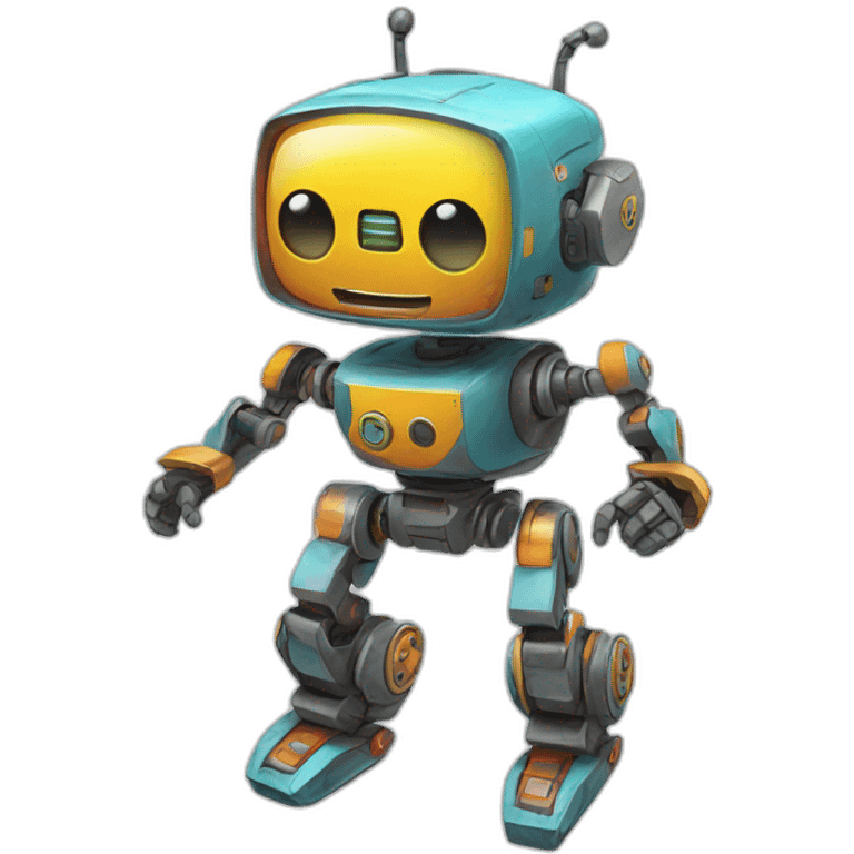 a cheerful multi-colored jumping robot emoji