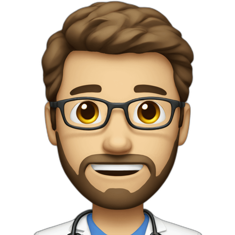 doctor with short beard wide mouth brown hair without glasses emoji