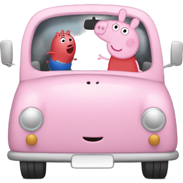 Peppa pig is loading a car emoji