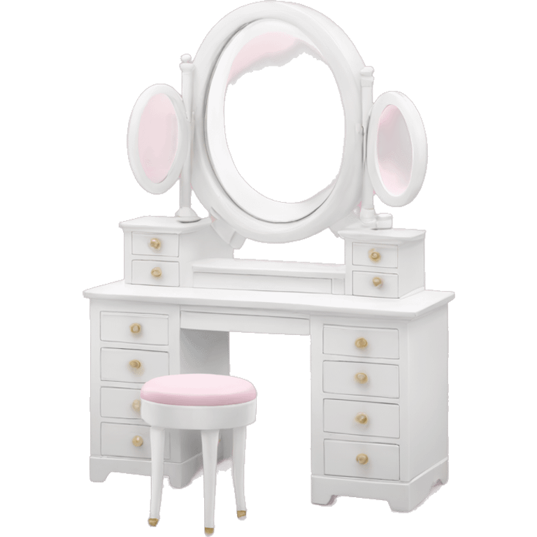 White Makeup vanity with light pink makeup emoji