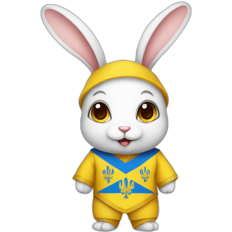 rabbit in a Ukrainian flag costume emoji