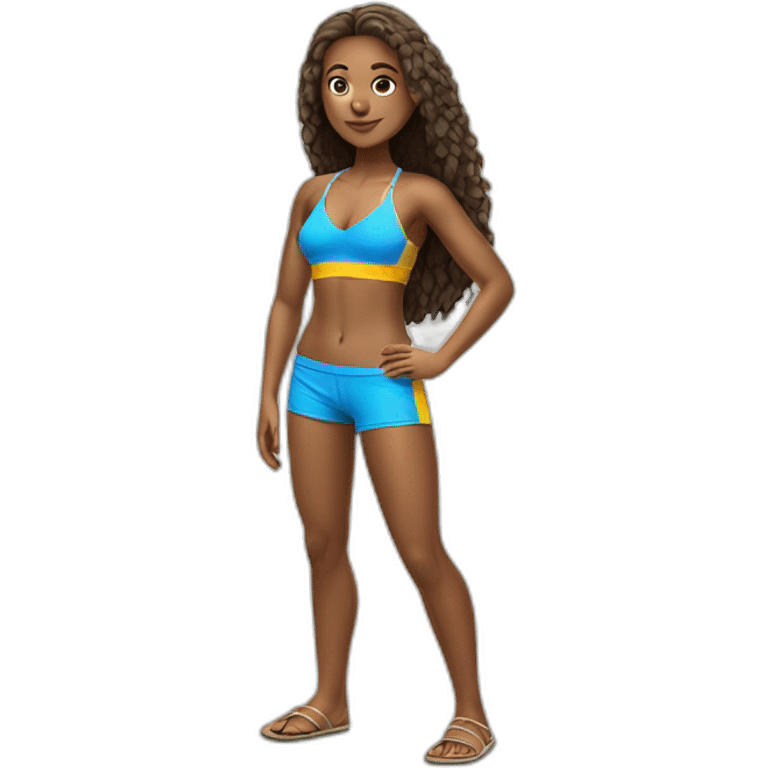 realistic beachvolley girl full body posing with separated legs emoji