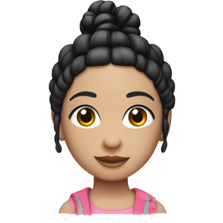 toy doll with pale ski, and black hair tied at the sides with pigtails emoji