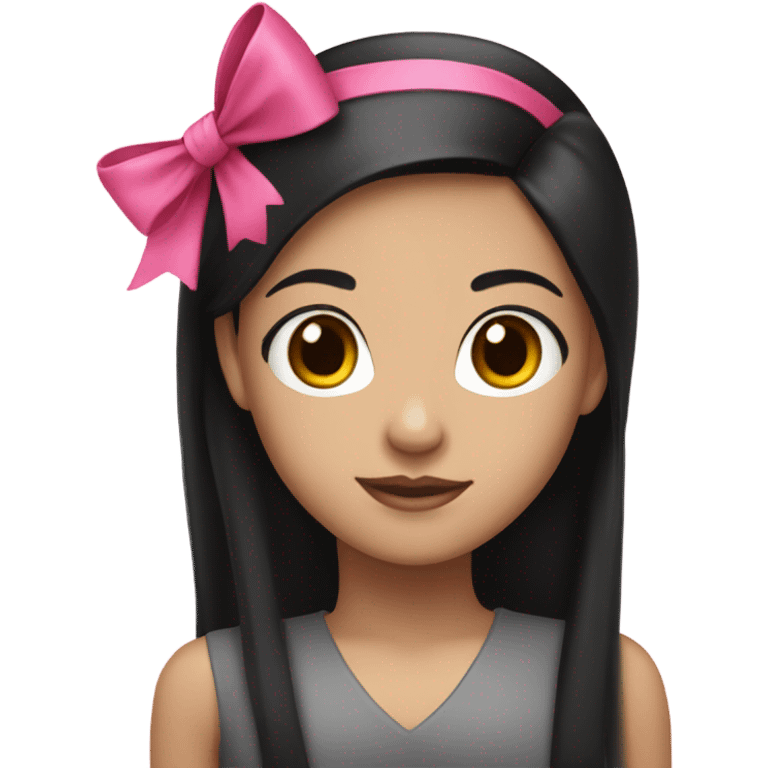 A light skin girl with a pink bow with black straight hair emoji