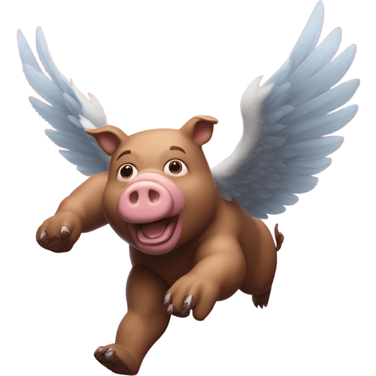 Flying man bear pig emoji