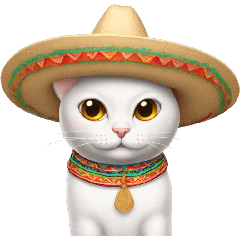 White cat with Mexican sombrero emoji