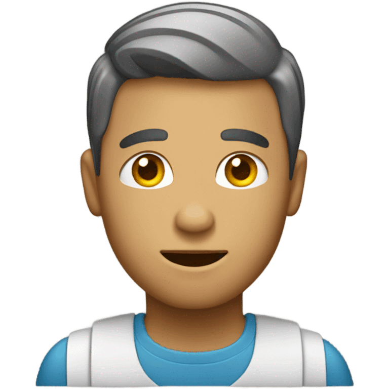 Un chico sujeta un iPhone emoji