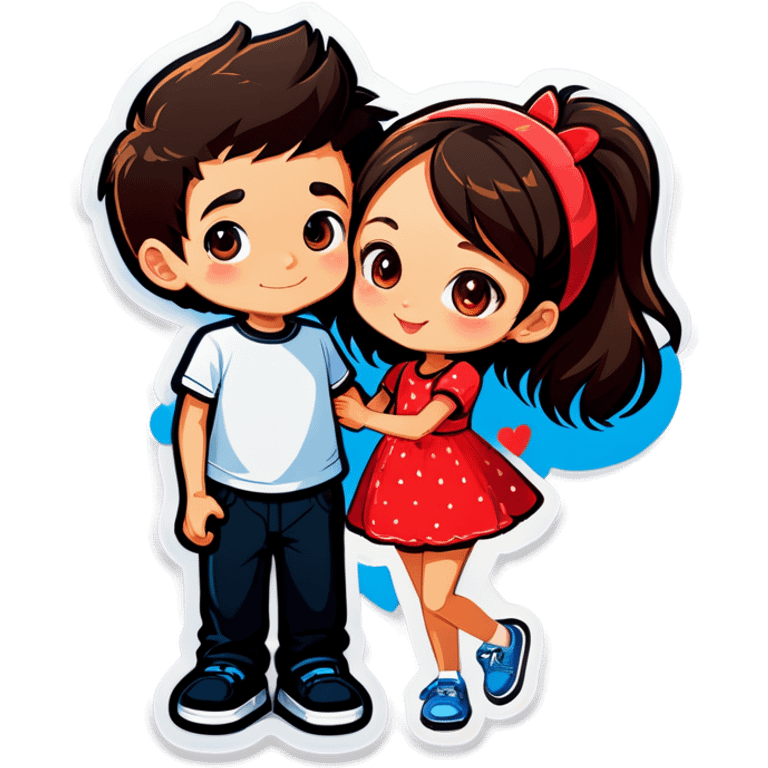 Create stiker. Girl have love with boy emoji