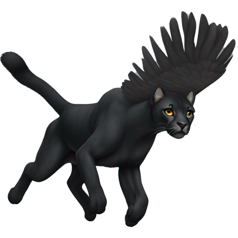 winged black puma flying emoji