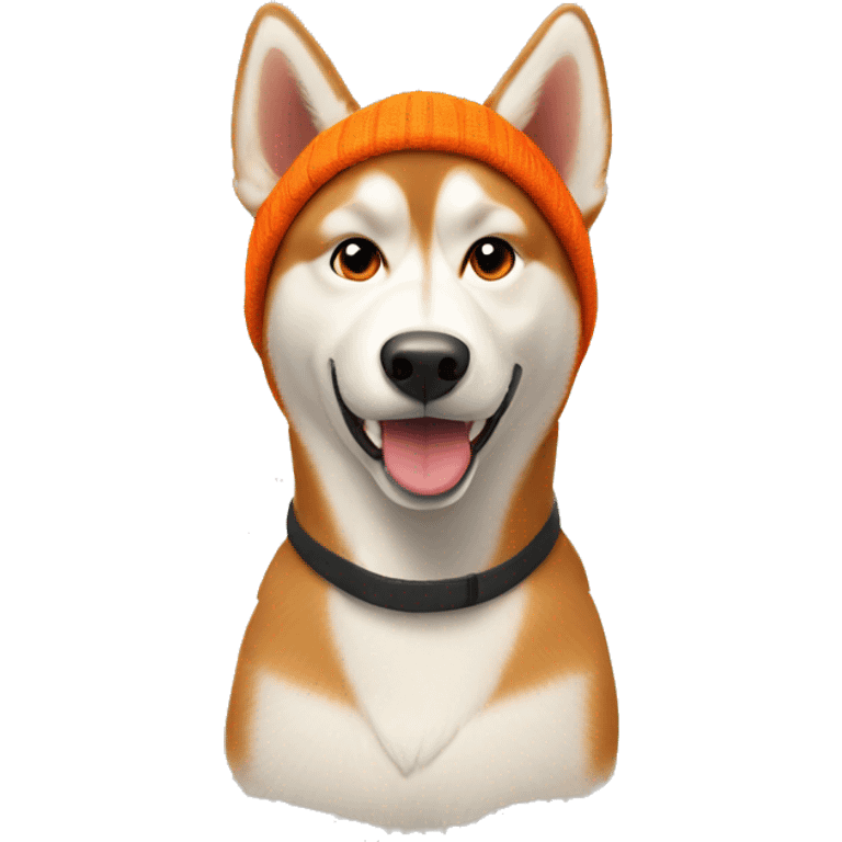 tan husky with wearing an orange beanie emoji