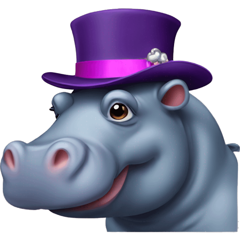 hippo with pimp hat emoji