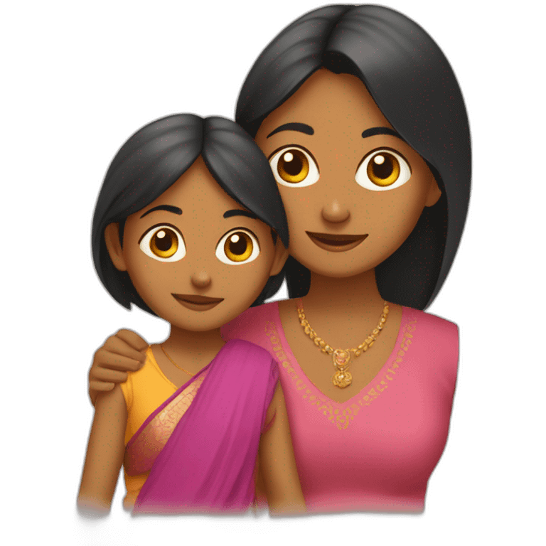 Indian mom and daughter emoji