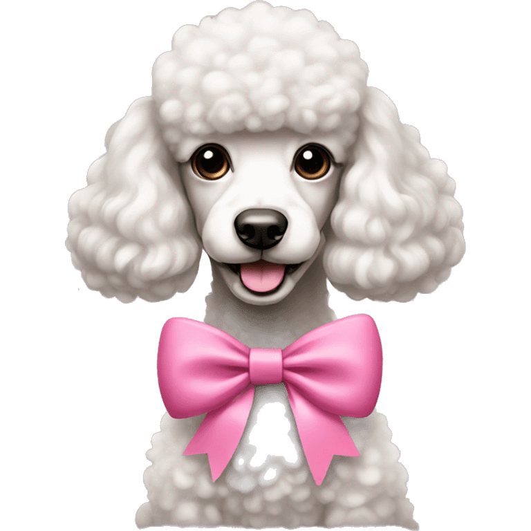 Poodle wearing a pink bow emoji