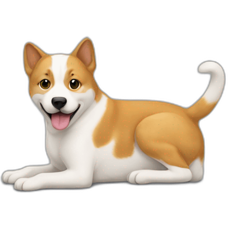 Un chat sur le dos d’un chien  emoji