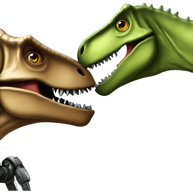 Dinosaur kissing robot emoji