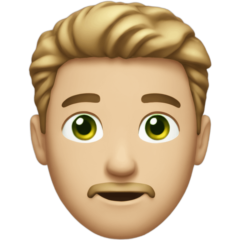 A guy with light brown hair green eyes and a goatee emoji