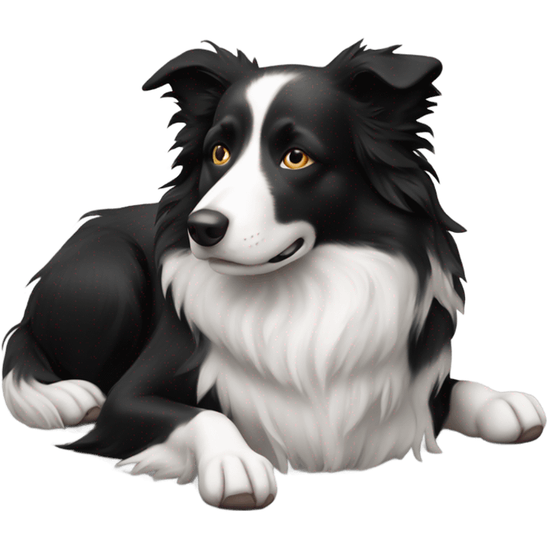 Sleeping black and white border collie emoji