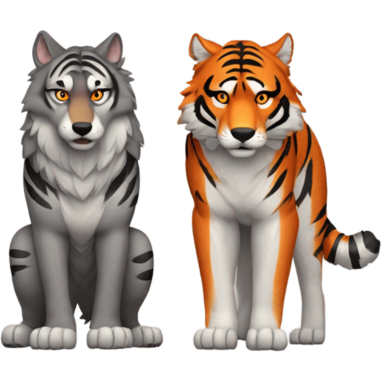 Wolf and tiger back to back emoji