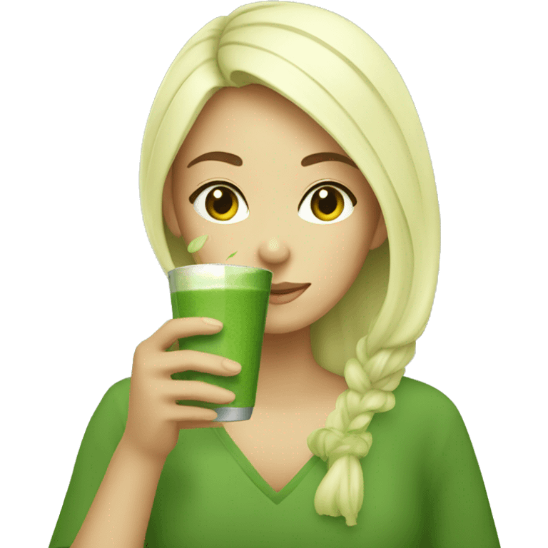 Girl drinking Matcha emoji