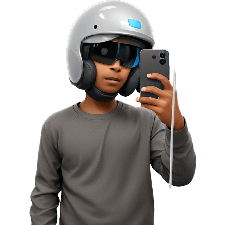 selfie of a helmeted boy emoji