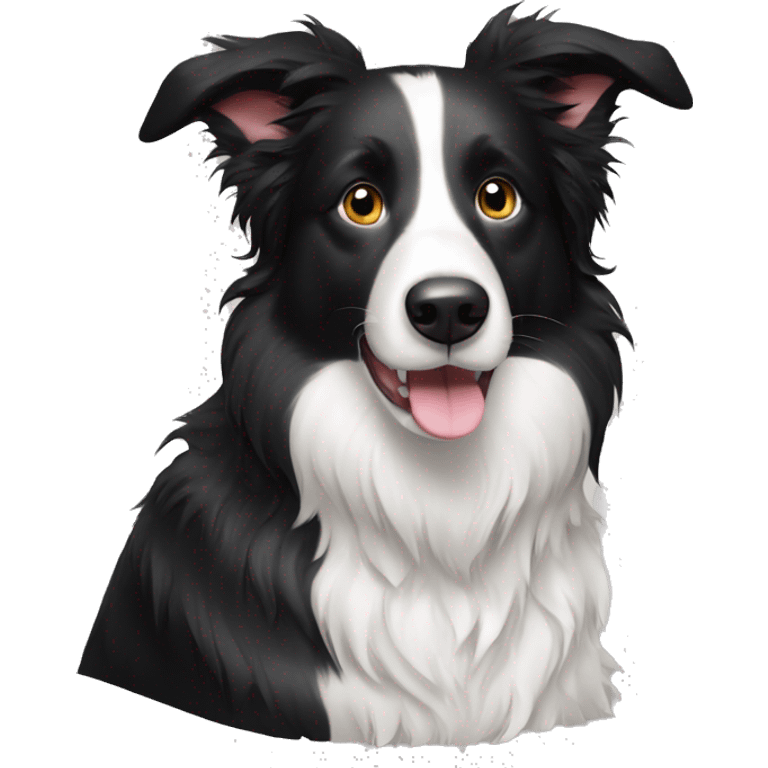 black and white border collie with rat hair emoji