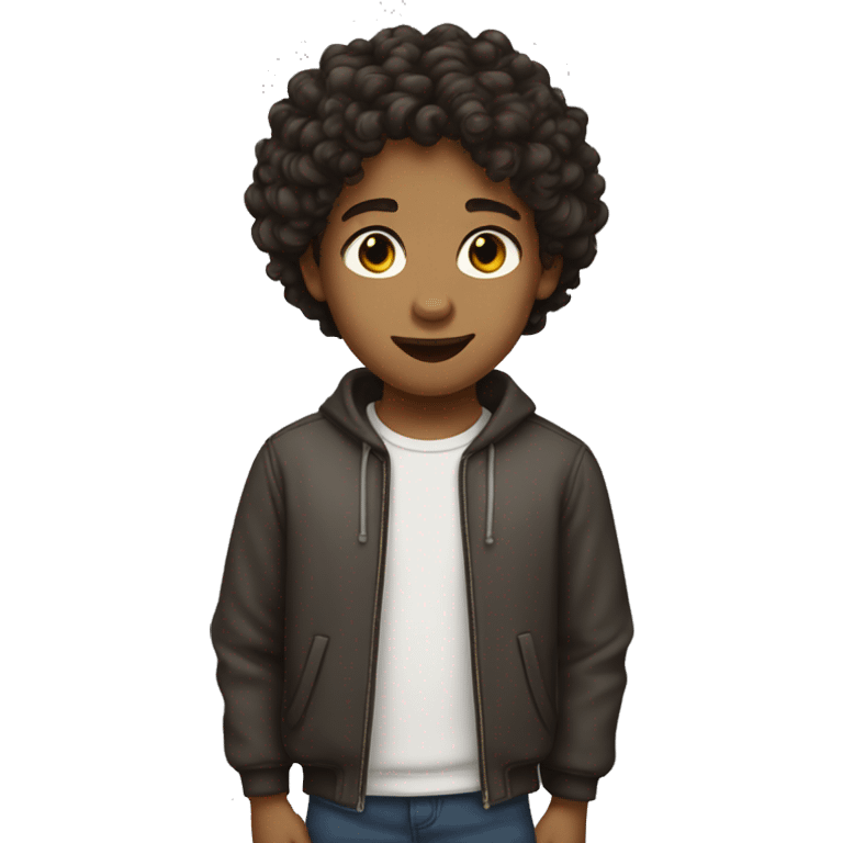 a kid with dark brown hair and curly short hair playing emoji