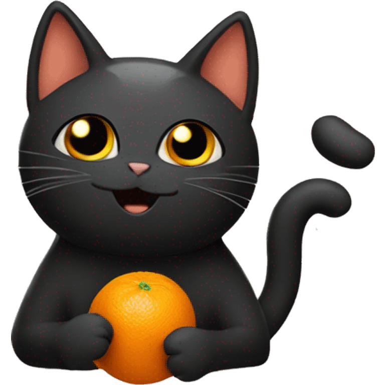 Black Cat and Orange Cat sing emoji