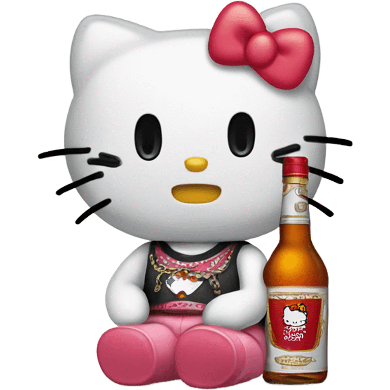 Hello kitty crying with tears holding Hennessy😭  emoji