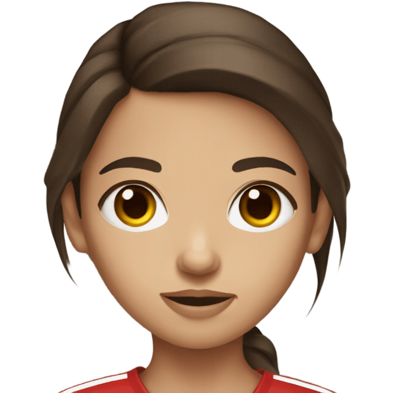 Brunette hair brown eye girl with American football emoji