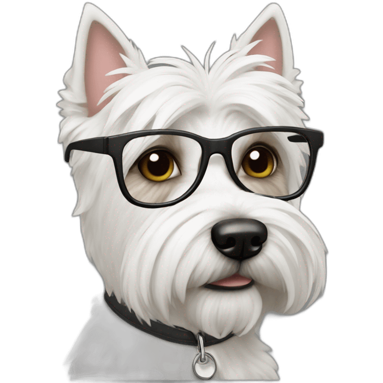 Man with glasses anda westie dog in s emoji