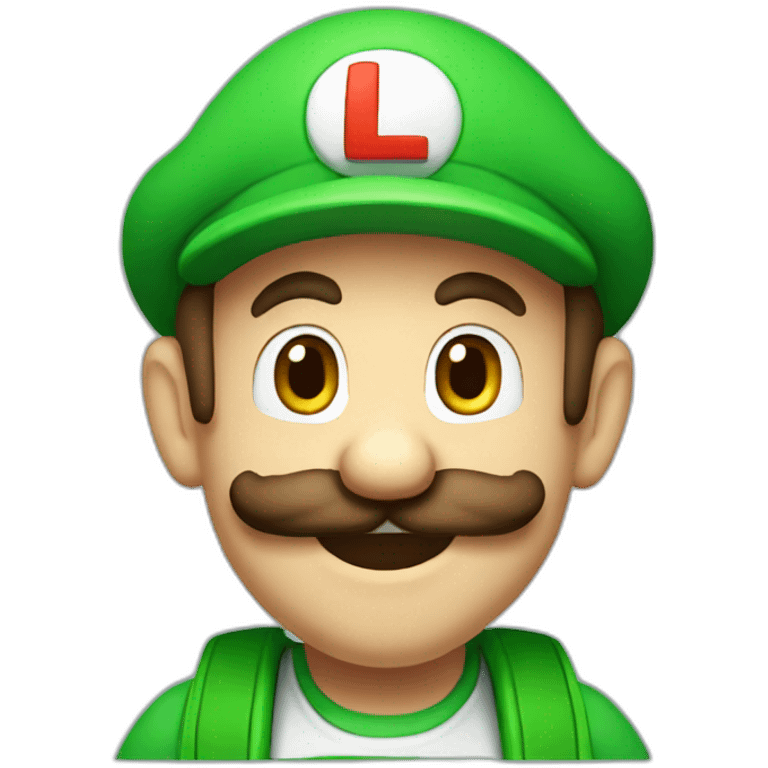 Luigi making a funny face emoji