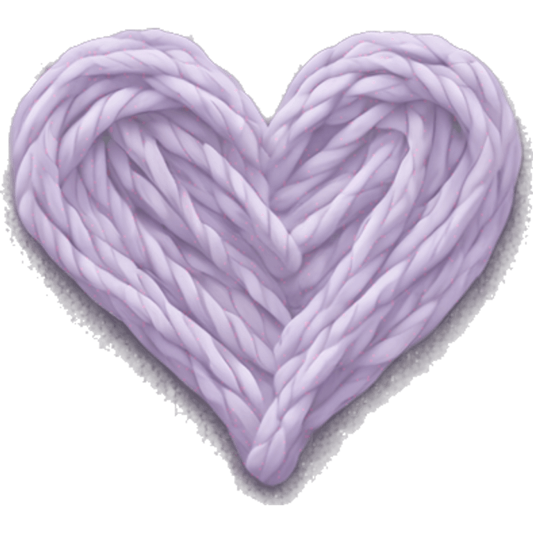 Cable knit heart in pale purple and white emoji