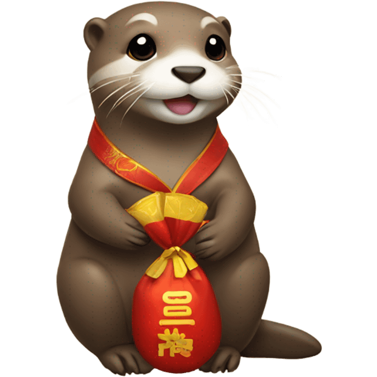 an otter with new year lucky pouch emoji