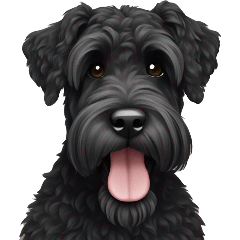 Black Russian terrier with cute smiling face emoji