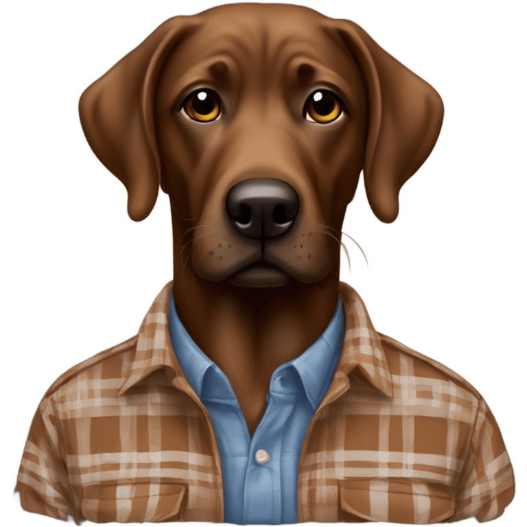 plaid shirt male portrait with brown lab emoji