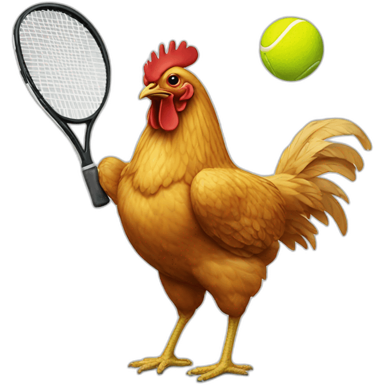 Chicken playing tennis  emoji