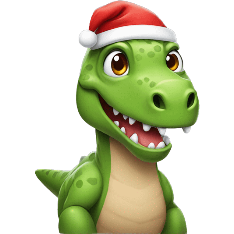 dinosaur wearing santa hat emoji