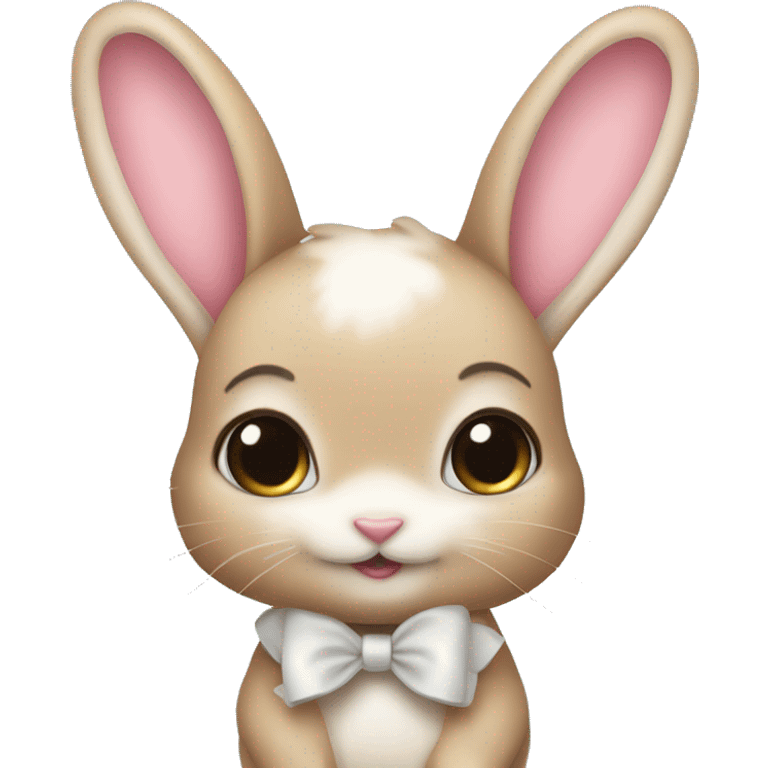 Baby bunny with coquette bow on ear emoji