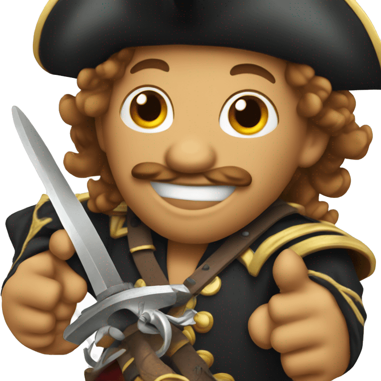 cheerful pirate with a saber emoji