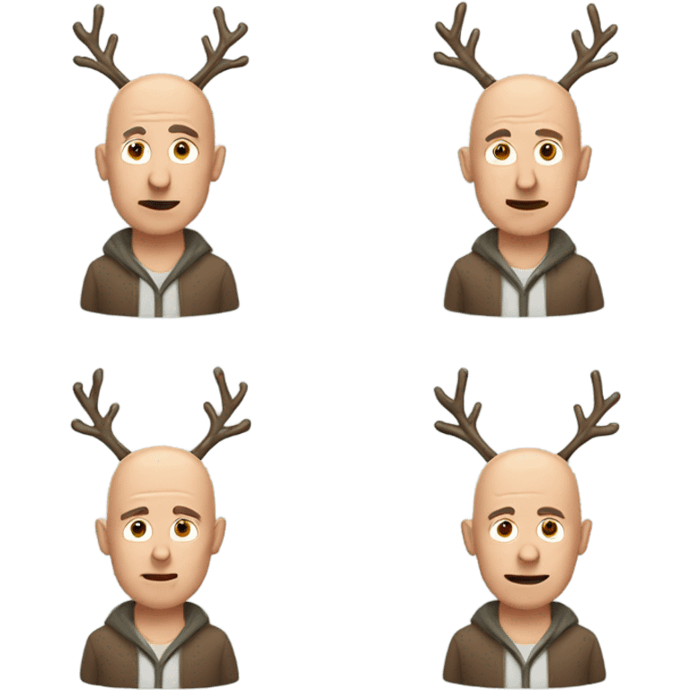 Bald man with reindeer horns emoji